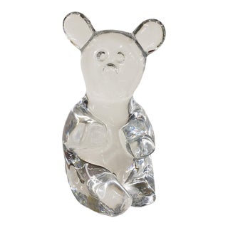 Vintage French Daum Crystal Sitting Bear Figurine For Sale