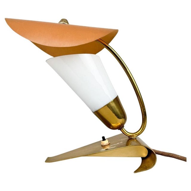 Art Deco Brass & Milk Glass Table Lamp, 1930s For Sale - Image 13 of 13