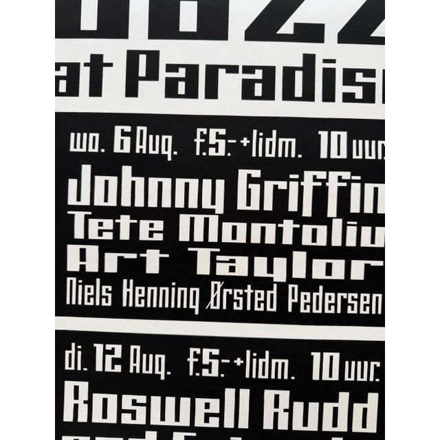 1970s Vintage Screen Print Jazz at Paradiso Poster, Netherlands, August 1975 For Sale - Image 5 of 8