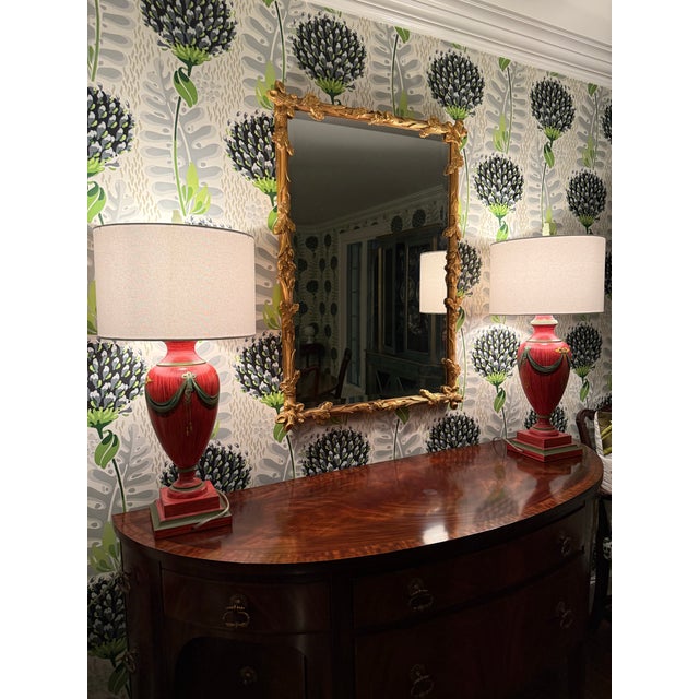Vintage Hand Painted Red Lamps - a Pair For Sale - Image 12 of 12