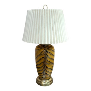 Ceramic Tiger-Print Table Lamp For Sale