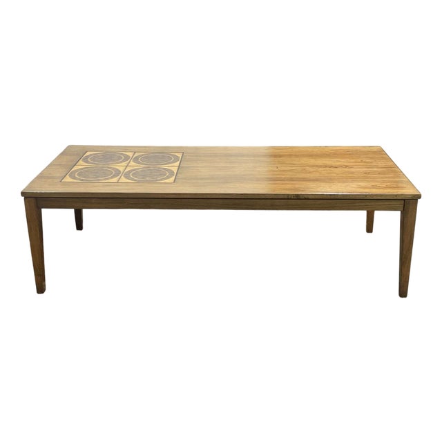 English Coffee Table in Rosewood with Tiled Top, 1970s For Sale
