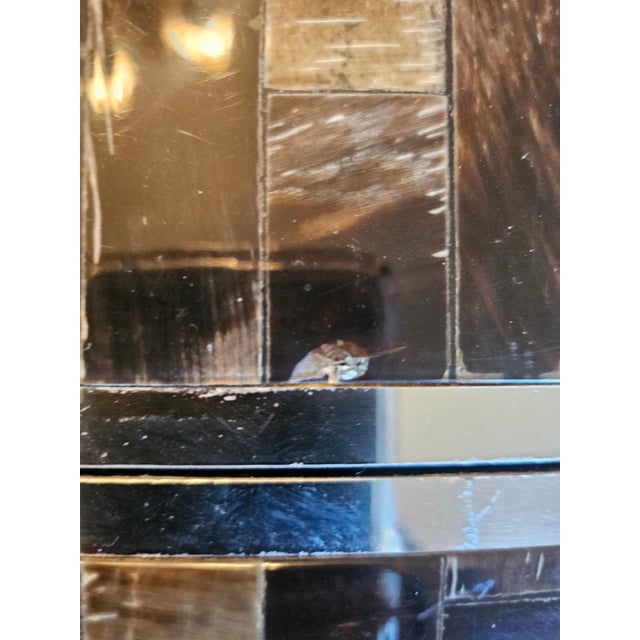 1980s Enrique Garcel Tessellated Bone and Chrome Expandable Dining Table For Sale - Image 11 of 12