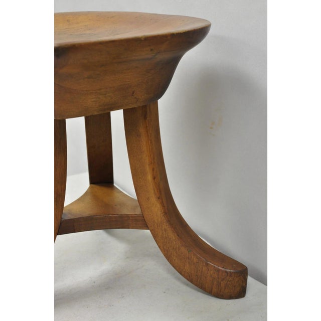 Vintage Mid Century Modern Mahogany Adolf Loos Theban Style Tripod Saddle Stool For Sale - Image 9 of 17