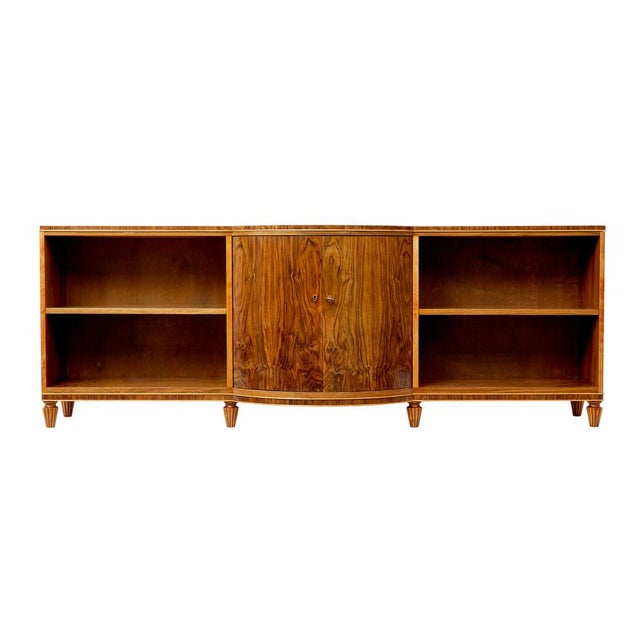 Brown Mid-Century Scandinavian Walnut Shaped Low Open Bookcase, 1950 For Sale - Image 8 of 12