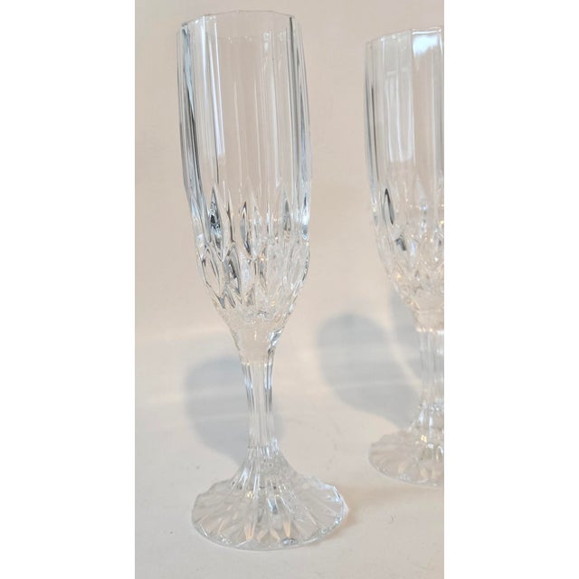 Glass Vintage French Crystal Champagne Flutes- Set of Eight For Sale - Image 7 of 15