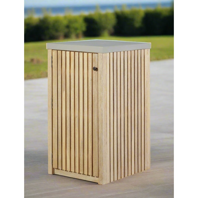 Eclipse Outdoor Solid Teak Natural Look Wood Cabinet - Outdoor For Sale - Image 11 of 12