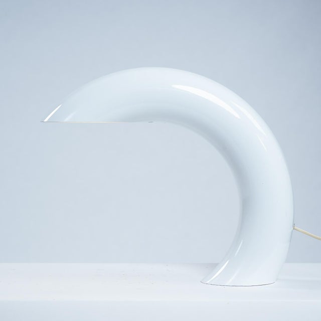 Mid-Century Modern Arc Shaped White Aluminium Table Lamp by Georges Frydman, 1960s For Sale - Image 3 of 15
