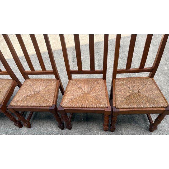 French Country Dining Chairs With Rush Seats - Set of 6 For Sale - Image 4 of 10