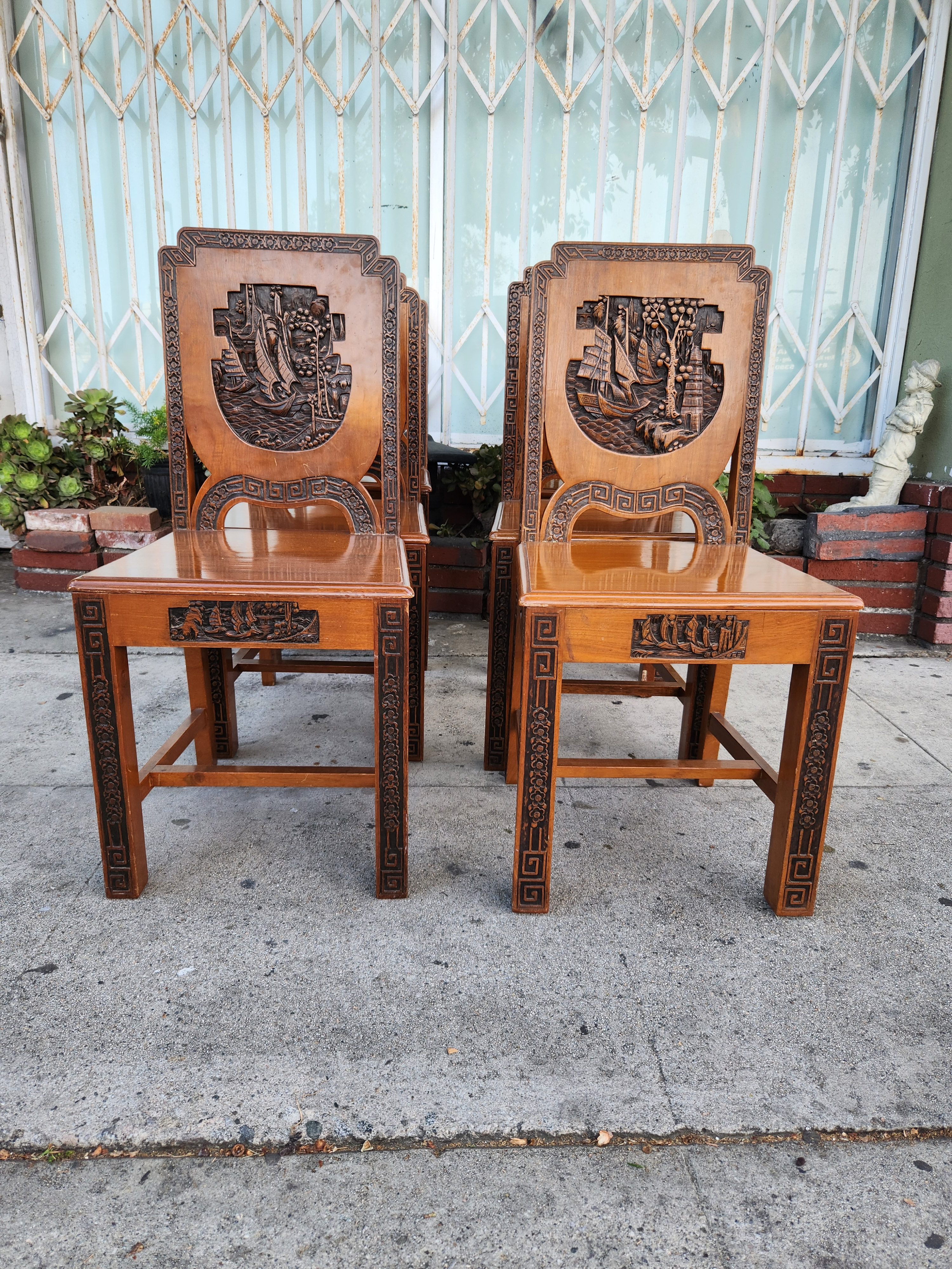 1940s Dining Table With Chairs - Set of 7 | Chairish