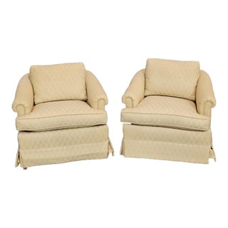 Late 20th Century Pair of Kindel Furniture Upholstered Club Chairs Down Filled Made in Michigan For Sale