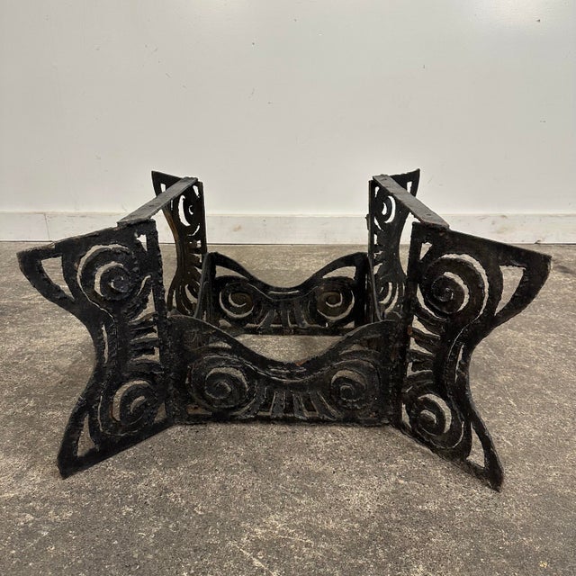 Brutalist Whimsical Torch Cut Side Table Smoked Glass Sculpted Metal For Sale - Image 9 of 12