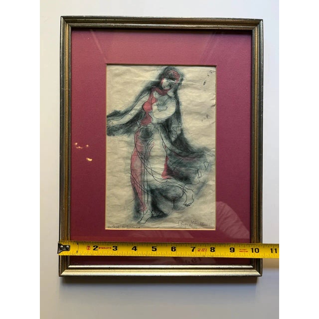Sculpture Materials 1939 Angna Enters Abstract Figurative Mixed Media Drawing Homage to Isadora For Sale - Image 7 of 8