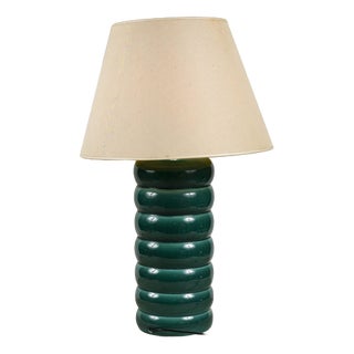 Vintage Italian Table Lamp in Green Ceramic, 1980s For Sale