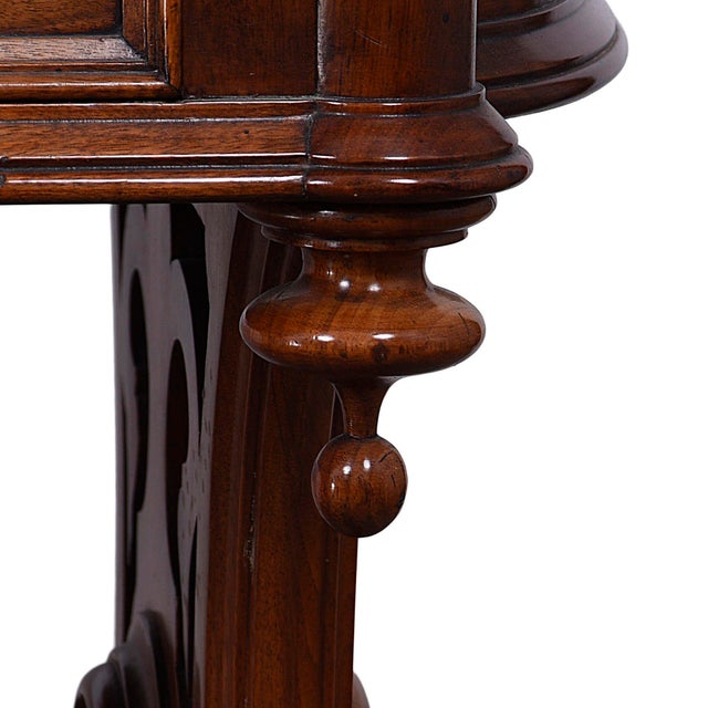 19th Century Victorian Leather Topped Walnut Library Table For Sale - Image 6 of 6