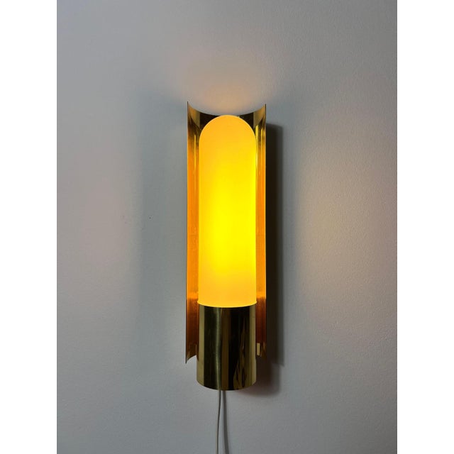 Brass and Opaline Glass Wall Lamps attributed to Glashütte Limburg, 1960s, Set of 2 For Sale - Image 14 of 16