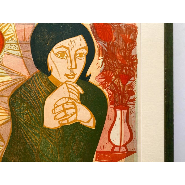 Irving Amen Vintage 1965 Mid Century Modern " Summer " Limited Edition Framed Hand Signed Original Fine Art Woodcut Print For Sale - Image 15 of 18