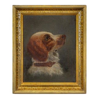Late 19th Century Oil on Canvas Painting of a Cavalier King Charles Spaniel, Framed For Sale