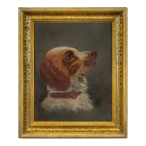 Late 19th Century Oil on Canvas Painting of a Cavalier King Charles Spaniel, Framed