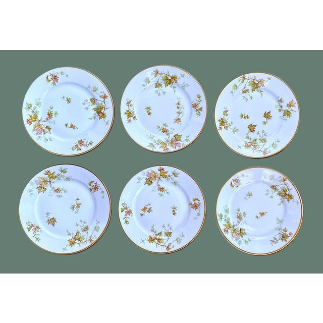 France Limoges Autumn Leaf Gold Trimmed Lunch Plates - Set of 6 For Sale - Image 10 of 10