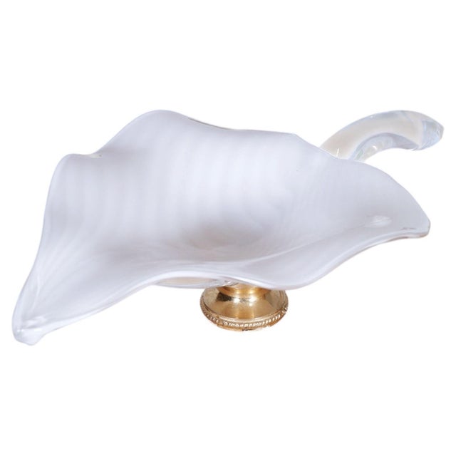 Murano Lattimo Glass Centerpieces attributed to Franco Luce for Seguso Vetri Darte, 1970s, Set of 2, in Very Good...