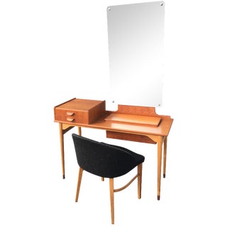 Danish Modern Teak Vanity and Chair For Sale