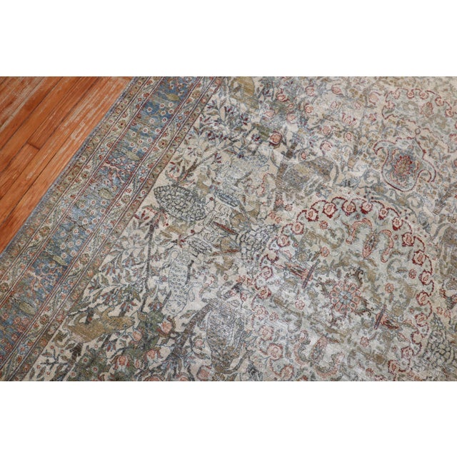 Persian Tabriz Worn Animal Pictorial Rug rug no.j2610 For Sale In New York - Image 6 of 11