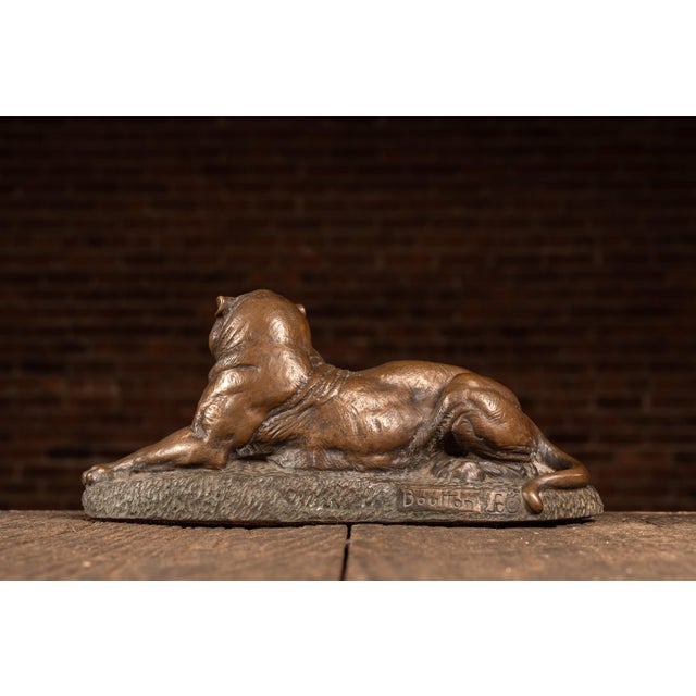 1970s Vintage j.l. Boulton Bronze-Clad Reclining Tiger Sculpture For Sale - Image 5 of 6