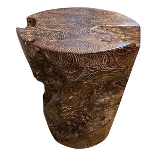 Andrianna Shamaris Single Charred Teak Side Table For Sale
