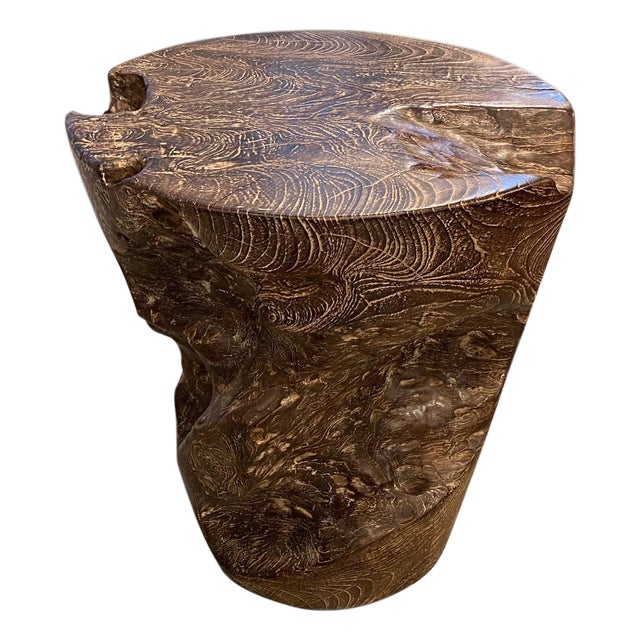 Andrianna Shamaris Single Charred Teak Side Table For Sale