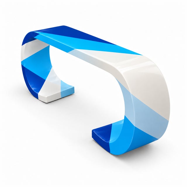Postmodern Console With Custom Blue and White Finish For Sale - Image 4 of 6