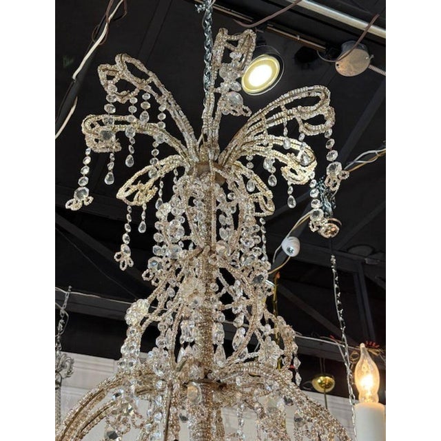 Wood 19th Century Italian Giltwood Chandeliers With Crystals and Beads - a Pair For Sale - Image 7 of 7