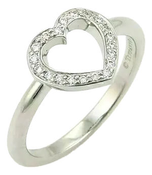Tiffany & Co. Diamond Platinum Classic Open Style Heart Ring, Size 4.5