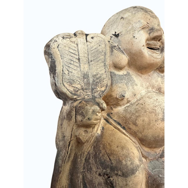 Earthenware Japanese Hotei, Laughing Buddha, Meiji Period (1868-1912) For Sale In San Diego - Image 6 of 9