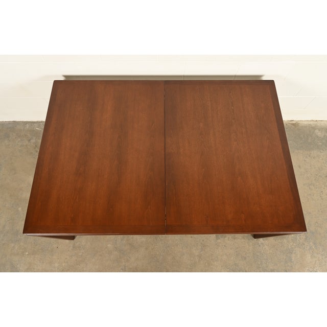 Edward Wormley for Dunbar Mid-Century Modern Walnut Extension Dining Table, Newly Refinished For Sale - Image 12 of 15