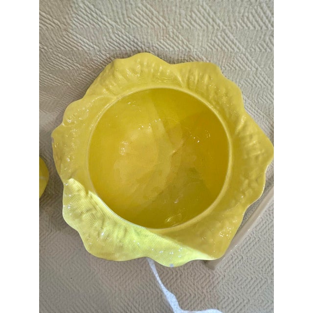 Mid 20th Century Italian Large Yellow Majolica Cabbage Ware Tureen With Lid and Ladle For Sale - Image 9 of 12