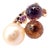 Chanel Mademoiselle Rose Gold Diamond Amethyst Citrine Ring, Size 5.75 For Sale