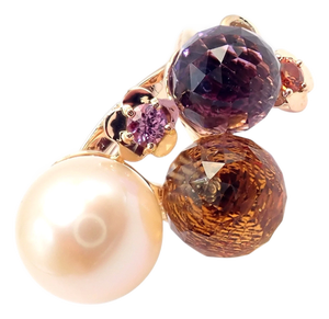 Chanel Mademoiselle Rose Gold Diamond Amethyst Citrine Ring, Size 5.75