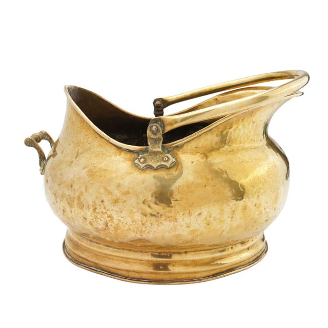 Metal English Brass Helmet Form Coal Hod, 1800's For Sale - Image 7 of 12