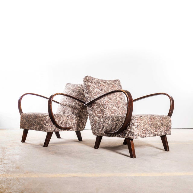 Armchair in Floral Jacquard Fabric from Jindrich Halabala, 1950s For Sale - Image 9 of 9