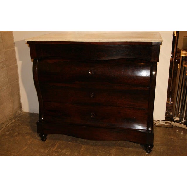 Bulbous oversized 19th c. chest of drawers with original marble top!