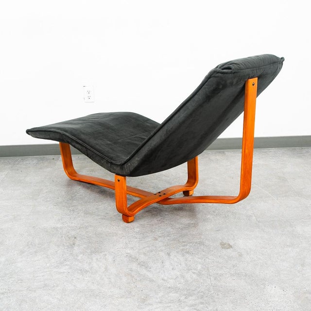 Mid Century Danish Modern Lounge Chair Chaise Black Suede Ap Denmark Recliner MCM For Sale - Image 11 of 12