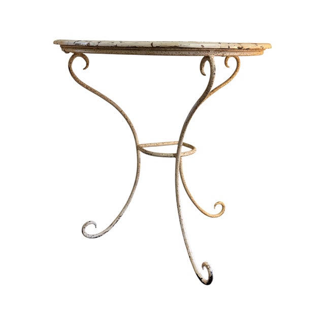 Vintage Wrought Iron Demi-Lune Console Table with Painted Pine Top, 1950s For Sale - Image 10 of 12