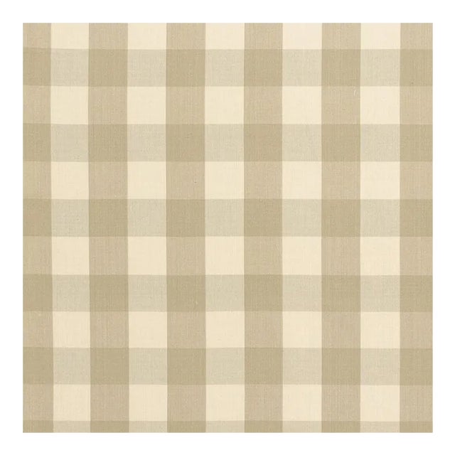 Schumacher Camden Cotton Check Fabric in Beige For Sale