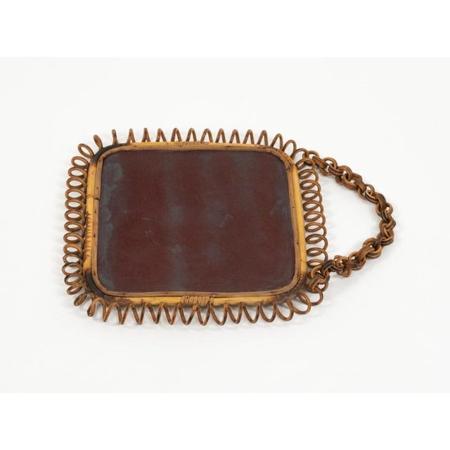 Mid-Century Modern Squared Wall Mirror in Rattan and Bamboo by Franco Albini, 1960s For Sale - Image 9 of 10
