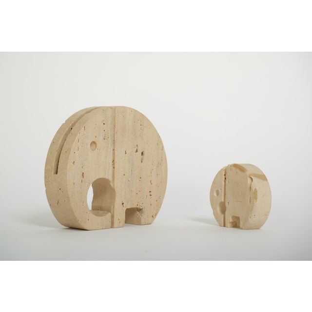 1970s Vintage Travertine Elephant Sculptures Desk Organizer by Fratelli Mannelli, 1970s, Set of 2 For Sale - Image 5 of 18