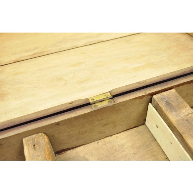 Antique American Primitive Wooden Distressed Paint Crafts Organizer Parts Box For Sale - Image 11 of 12