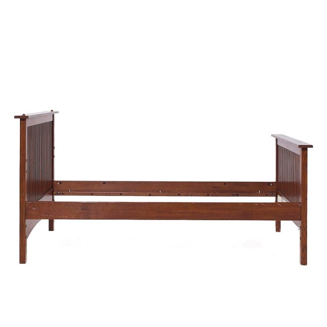 Stickley Mission Oak Twin Bed This bed frame measures: 45.75 wide x 82 deep x 41 inches high The frame height is 17 inches...