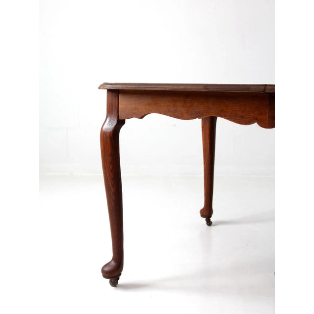 Wood Antique Queen Anne Style Dining Table For Sale - Image 7 of 12
