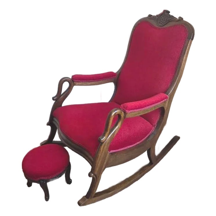 Antique Gooseneck Rocker With Footstool | Chairish